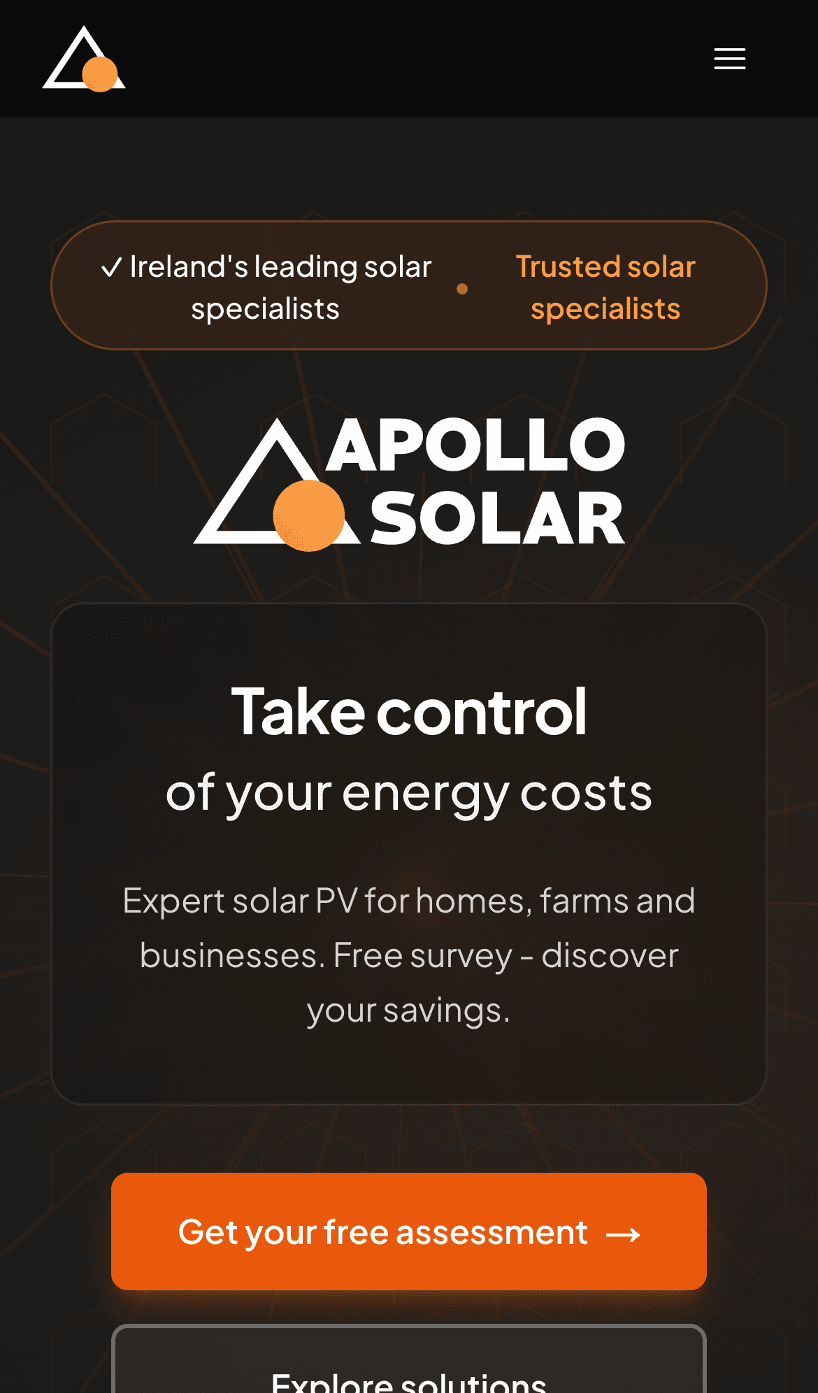 Apollo Solar mobile website preview